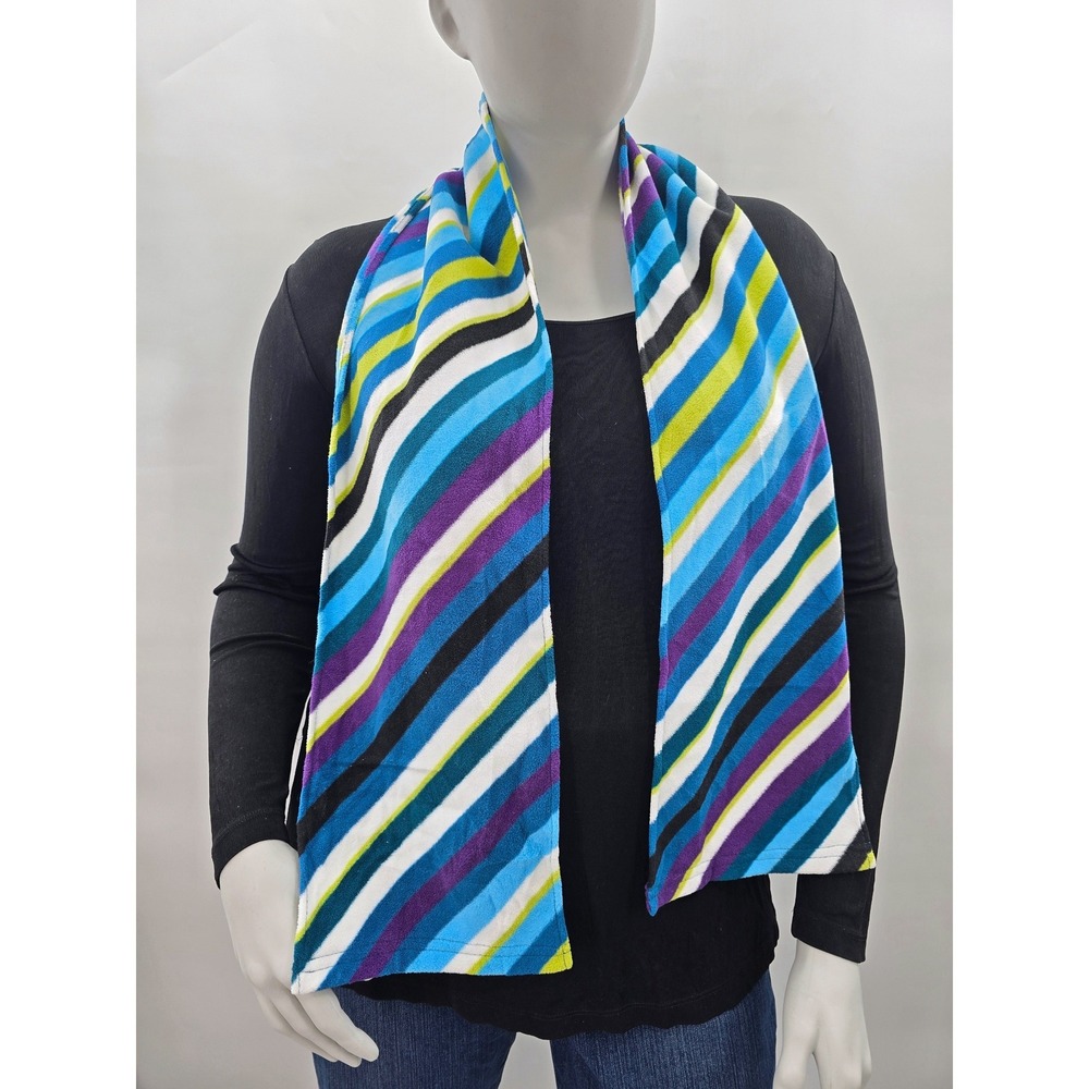 Y2K Blue Stipe Scarves Resort Whimsy Goth Cottage Fairy Wraps Cozy Chic Scarf OS